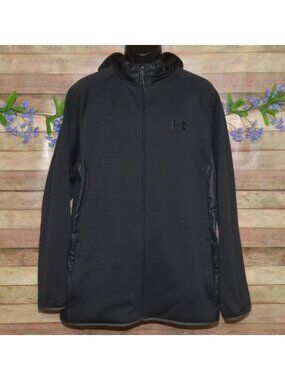 Under Armour Cold Gear XXL Black Hooded Storm Swacket Jacket Zip Pockets Outdoor